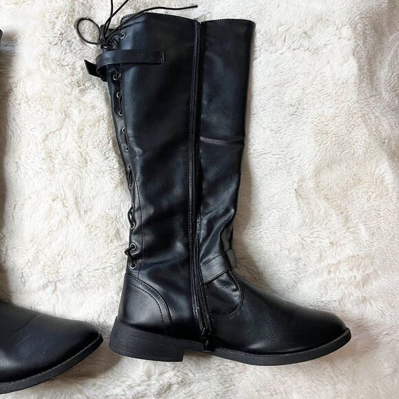 Wanted Lady Luck Back Lace-up Knee High Riding Boot - Picture 7 of 14